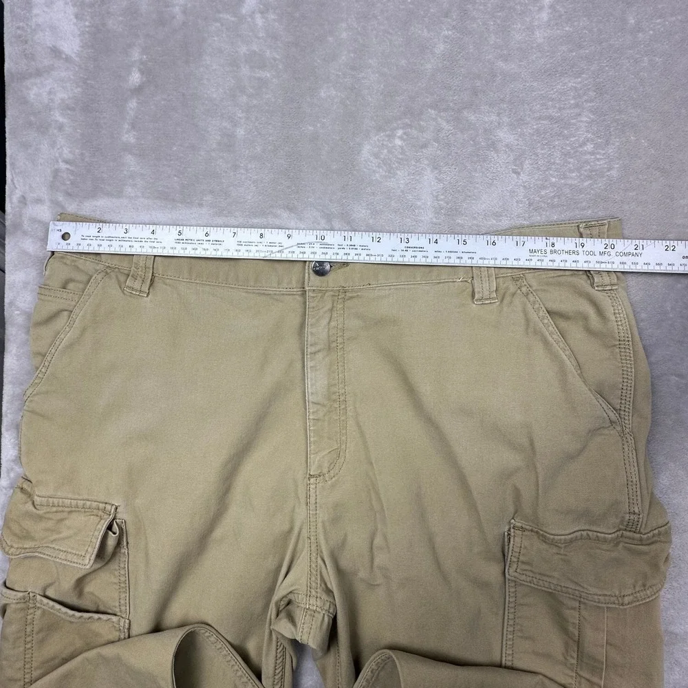 Carhartt Mens Relaxed Fit Cargo Pants Tan Canvas Workwear 40x32 Distressed READ